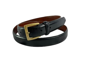 Vintage Coach Black Leather Belt: Solid Brass Buckle, Made in USA