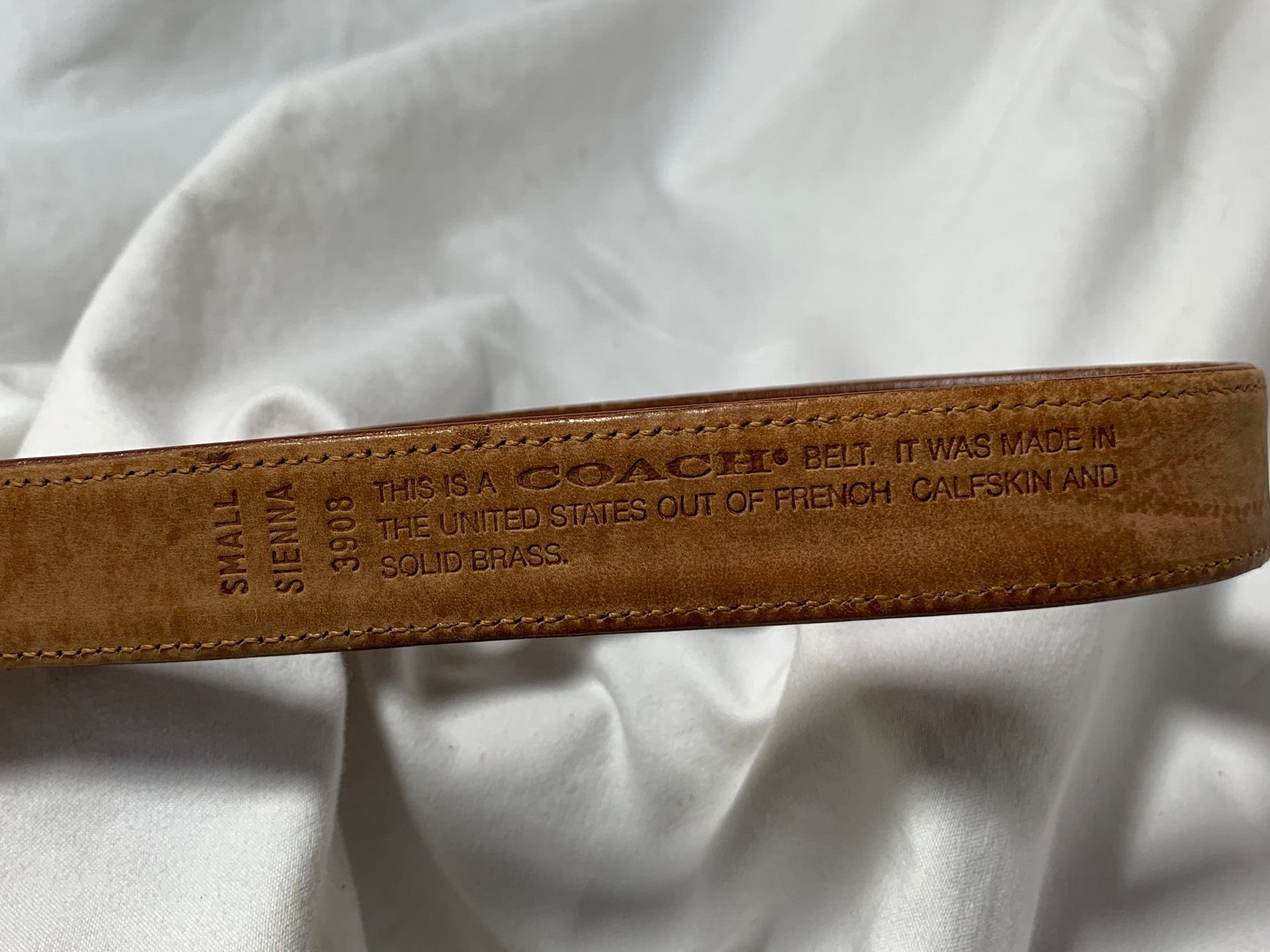Vintage Coach 3908 “Sienna” Belt – French Calfskin & Solid Brass Buckle (Small) COACH WOMENS BELT FRENCH CALFSKIN LEATHER DETAILED BRASS  main image 4
