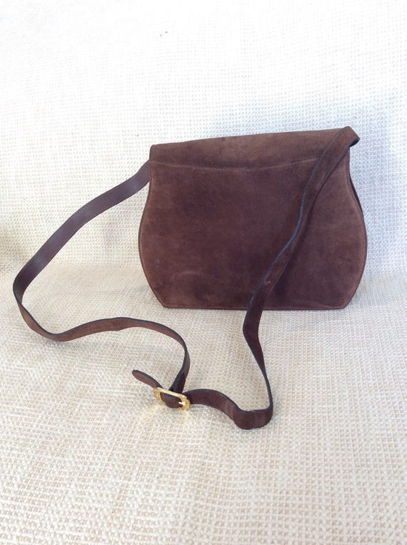 Vintage SALVATORE FERRAGAMO Brown Suede Leather Shoulder Bag