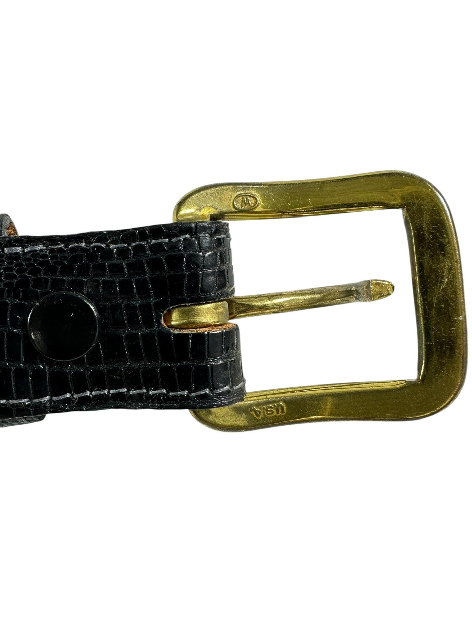 Vintage TONY LAMA Dark Navy Blue Lizard Pattern Leather Unisex Belt Size 30 Vintage TONY LAMA Dark Navy Blue Lizard Pattern Leather  main image 3