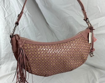 Äkta vintage BRIGHTON lila läderväska med väska och axelrem