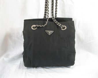 Genuine Vintage PRADA Tessuto Black Nyon Chain Link Shoulder Bag Etsy Singapore