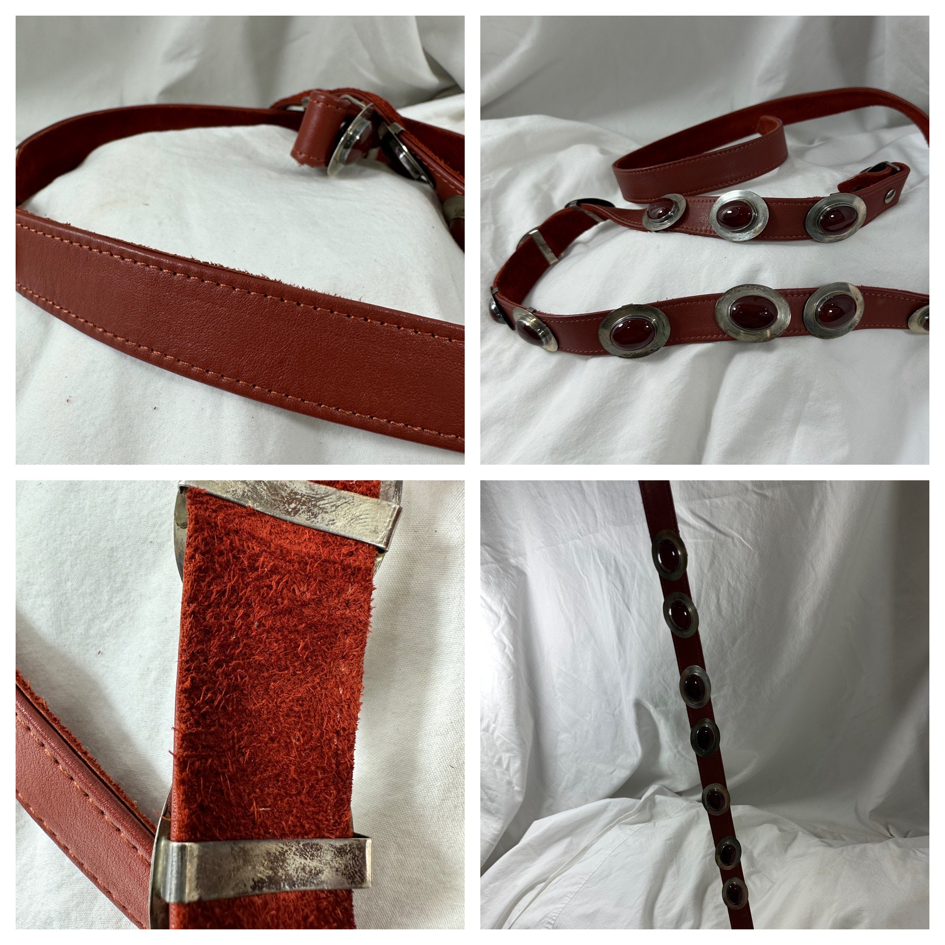 Vintage sterling silver Native American  oval Concho leather belt stones large Spectacular Vintage Native American Navajo Royston Turquoise  main image 3