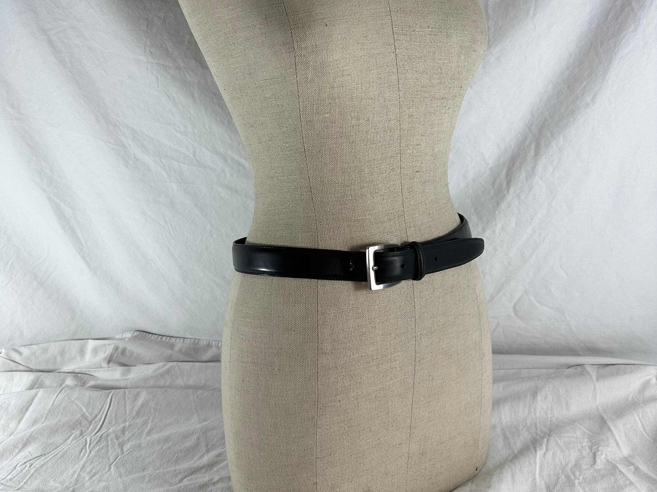 Vintage Coach Black Polished Cowhide Leather Belt Silver Buckle Costa Rica Vintage COACH 3921 Black Smooth Cowhide Leather Belt Size 36  main image 2