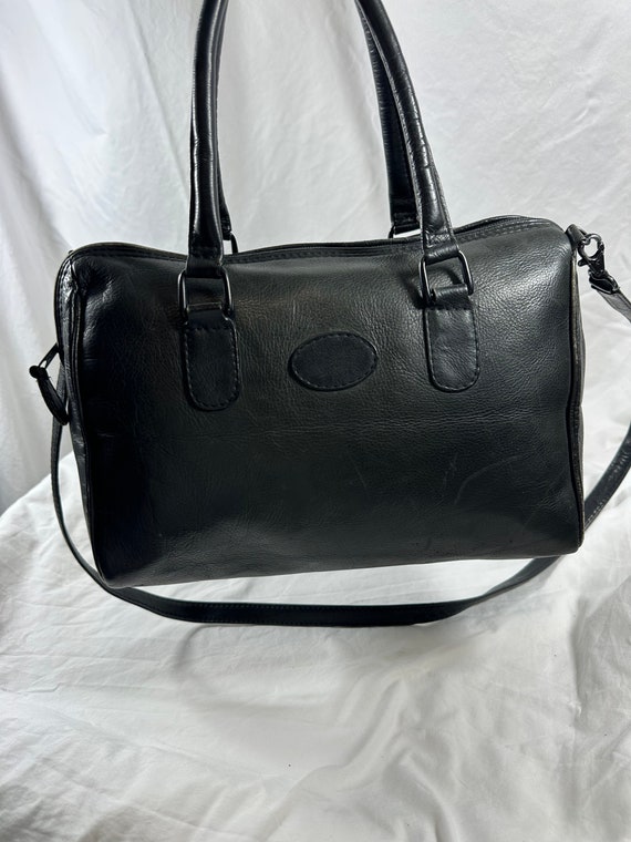 Genuine vintage SIMON black leather shoulder bag … - image 8