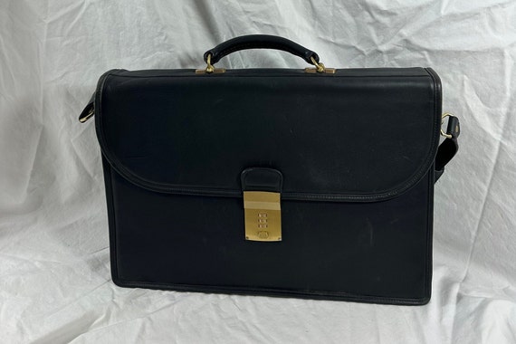 Vintage COACH Diplomat attache black leather briefcase messenger bag Etsy