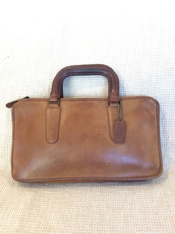 Vintage COACH tan leather briefcase brief 70s bohe