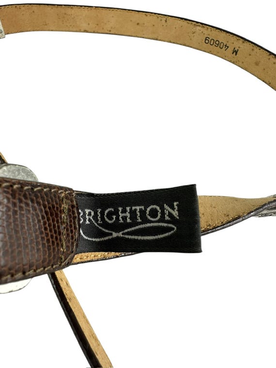 Brighton Brown Lizard Print Leather Belt Rope Silver Tone  display picture 1