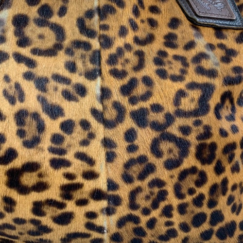Vintage JAS London cheetah print calf hair shopping tote bag with shoulder shops strap handcrafted