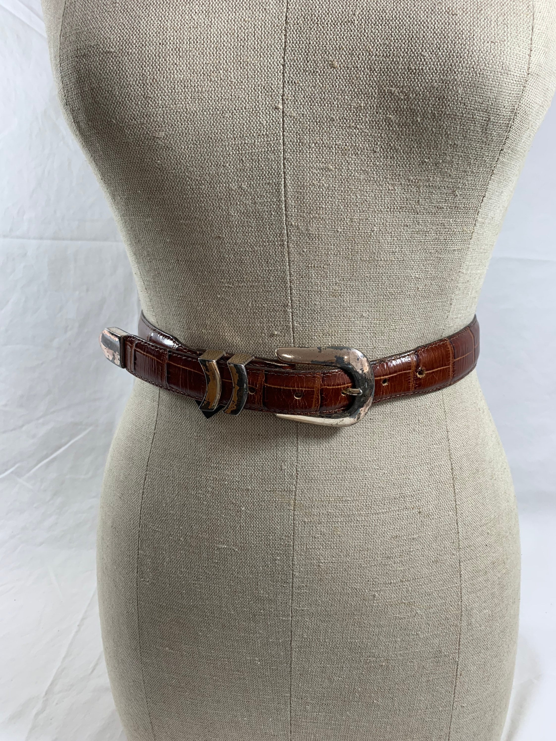 Vintage Genuine ONYX by BRIGHTON Brown Leather Belt Unisex 