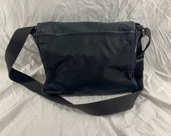 本物のヴィンテージ DOLCE & GABBANA ブラックレザーナイロンフロント