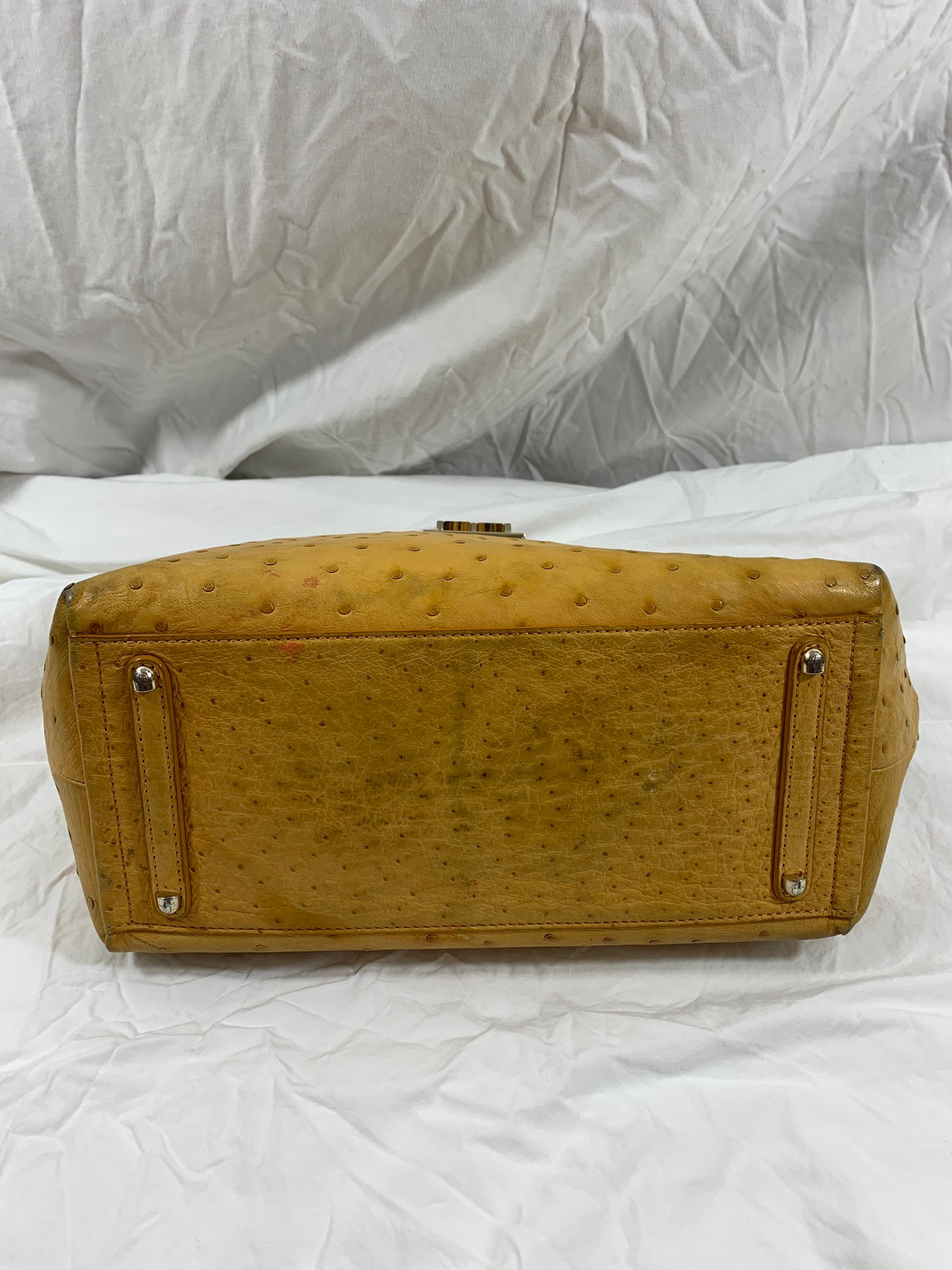 Vintage DISSONA Light Tan Ostrich Skin Satchel Bag Purse -  UK
