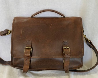 Vintage VILLAGE TANNERY by Sevestet Brown Thick Leather