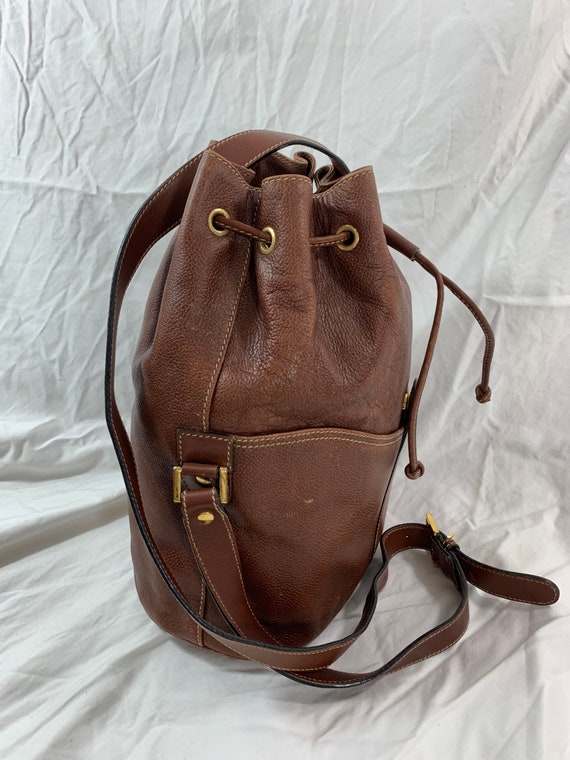 Genuine vintage DUNHILL tan leather drawstring bu… - image 3