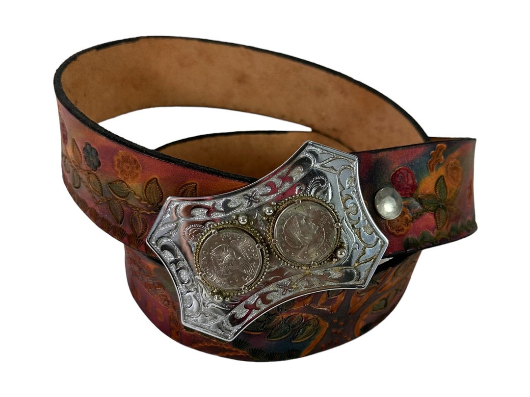 Susan Belt Dream Scenes by Rosanne Leather Tooled Belt With Susan B Anthony Coin ...