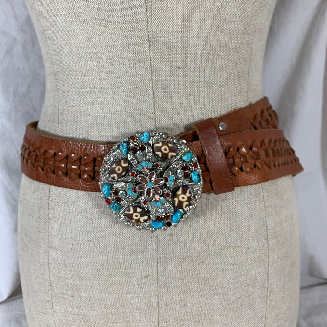 Leatherock Belt Size 34 woman\'s ornate blingy BLING Leatherock Ladies 1 1/4 main image 3