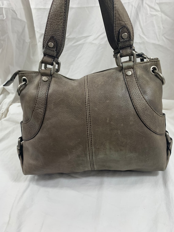 Stunning genuine vintage FOSSIL gray leather tote… - image 6