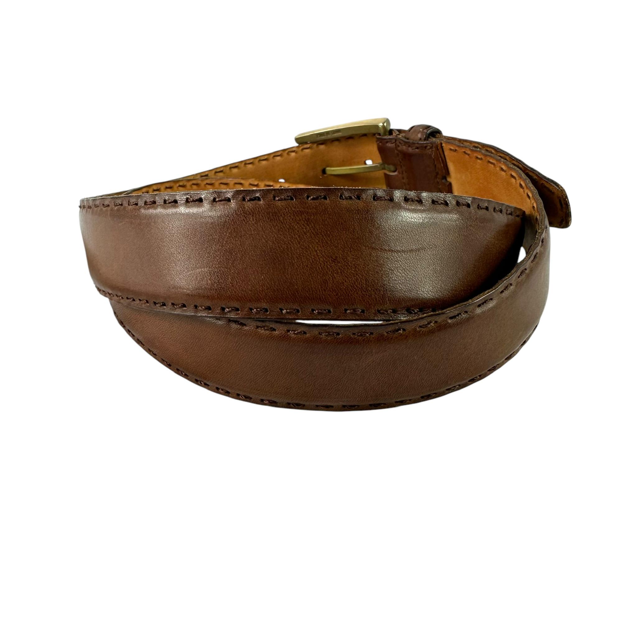 ERMENEGILDO ZEGNA Brown Stitch Leather Dress Belt Made In Italy 42 XL ERMENEGILDO ZEGNA Brown Stitch Leather Dress Belt Made in  main image 4