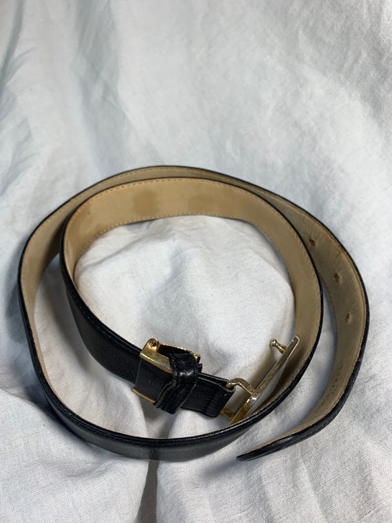 Vintage NINA RICCI black leather belt with logo m… - image 5
