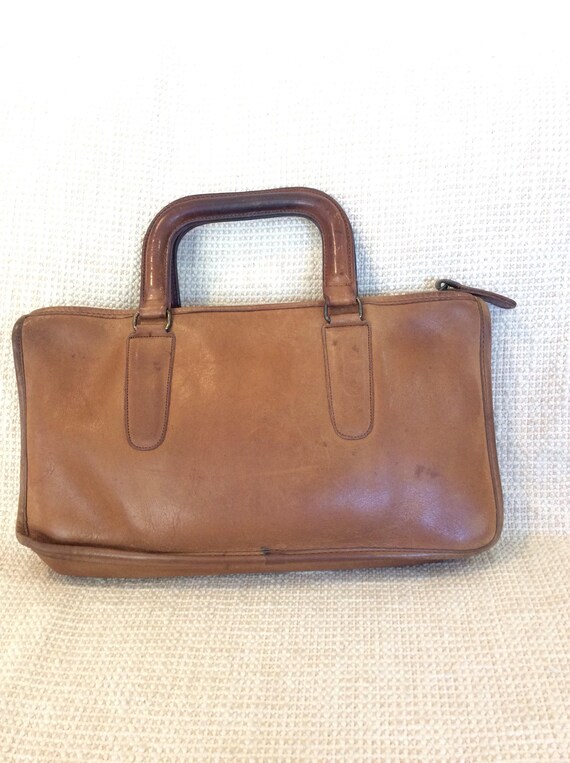 Vintage COACH tan leather briefcase brief 70s bohe