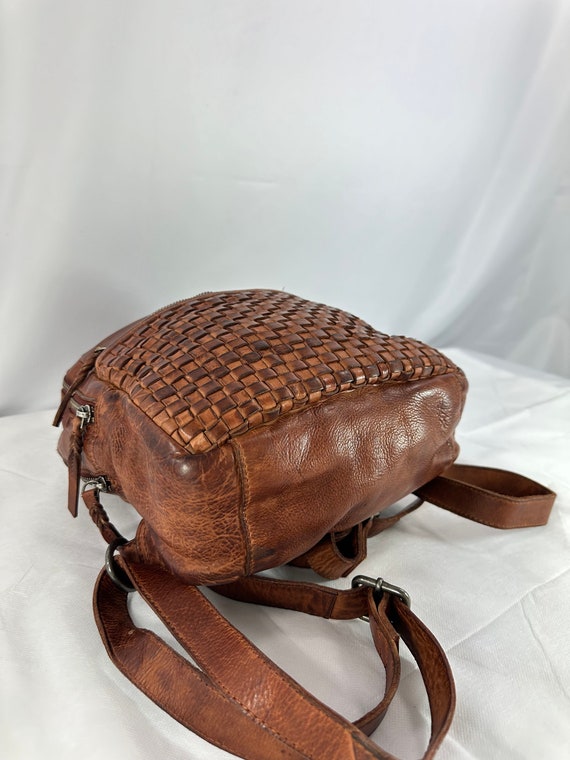 Vintage VILENCA Holland tan leather woven backpac… - image 3