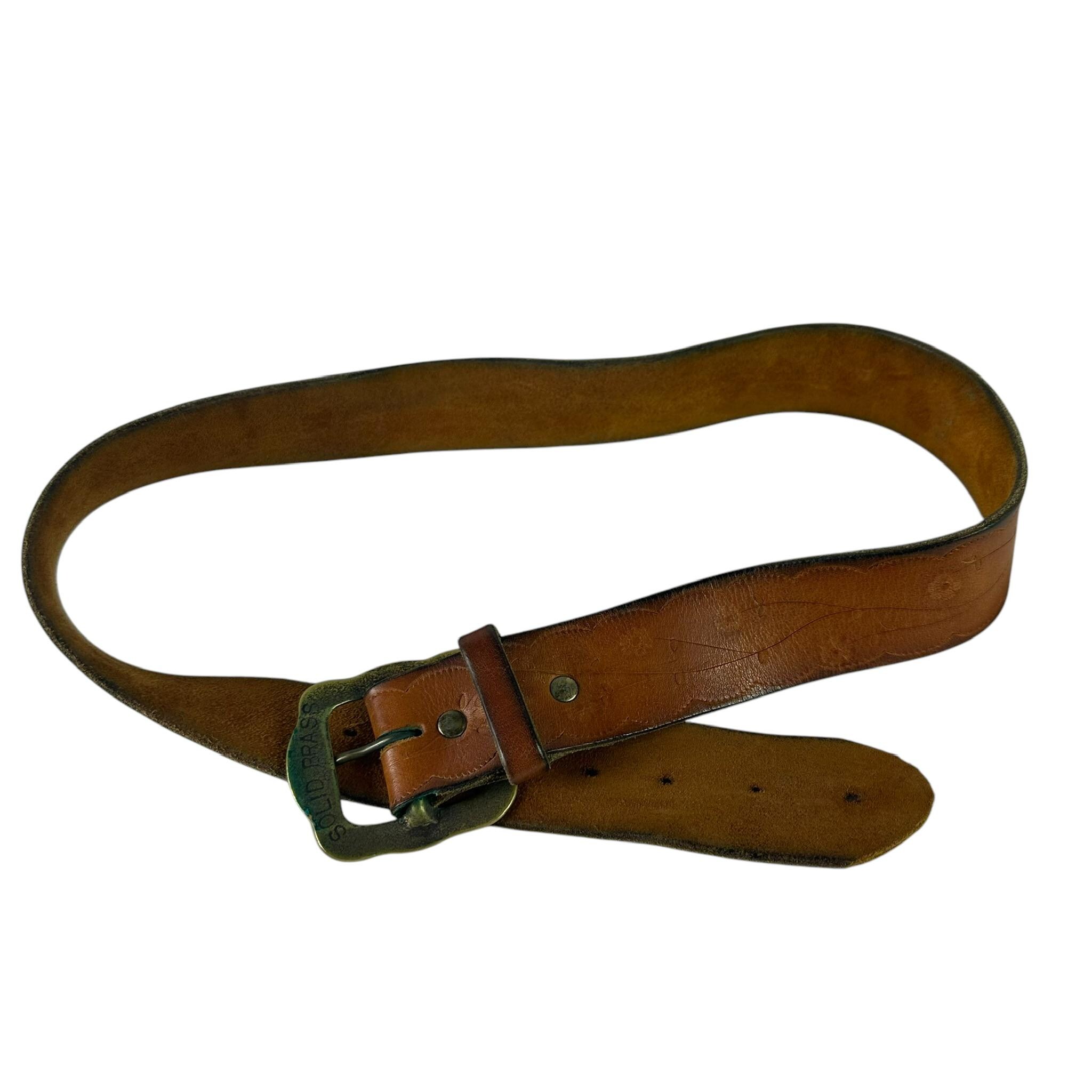 True Vintage Tan Genuine Leather Floral Pattern Belt Unisex  display picture 2