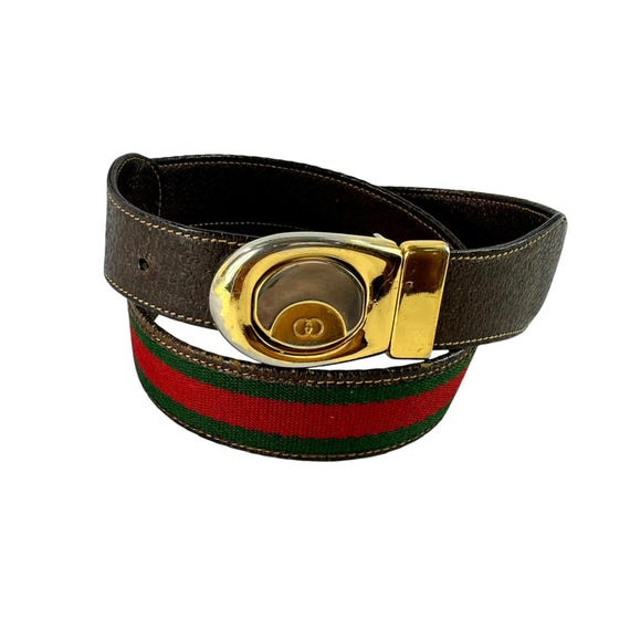 Genuine Vintage GUCCI Reversible Red Green Stripes Brown  display picture 1