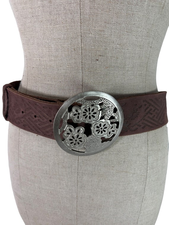 Stunning Vintage Genuine VENTILO Wide Brown Leather Belt 33  display picture 1