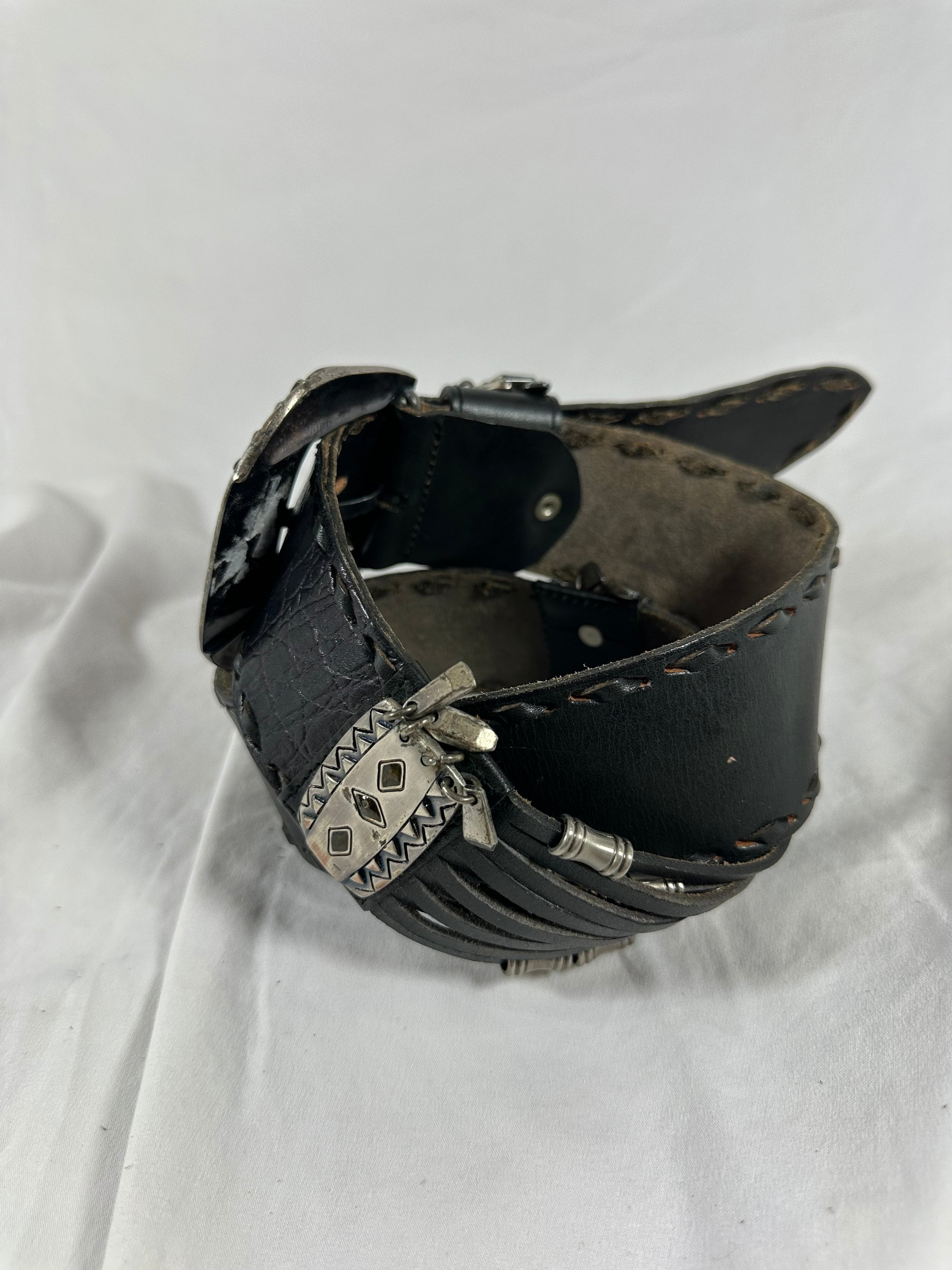Stunning Vintage Croc Pattern Genuine Leather Wide Belt  display picture 1