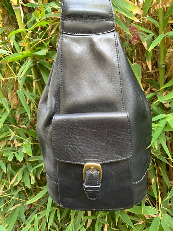 Genuine vintage BALLY black leather napsack shoul… - image 3