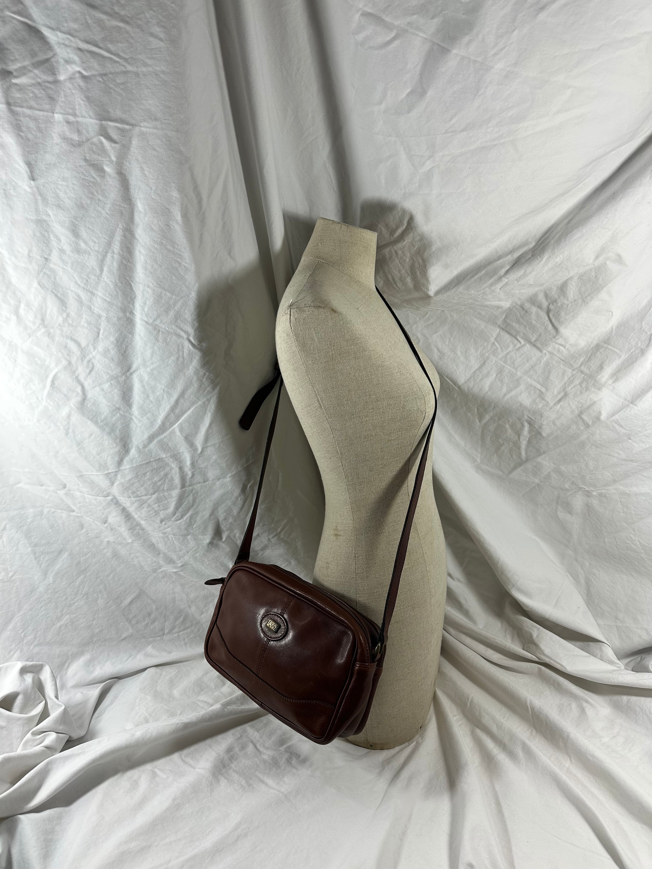 Vintage Genuine LAND Brown Leather Shoulder Bag Crossbody - Etsy