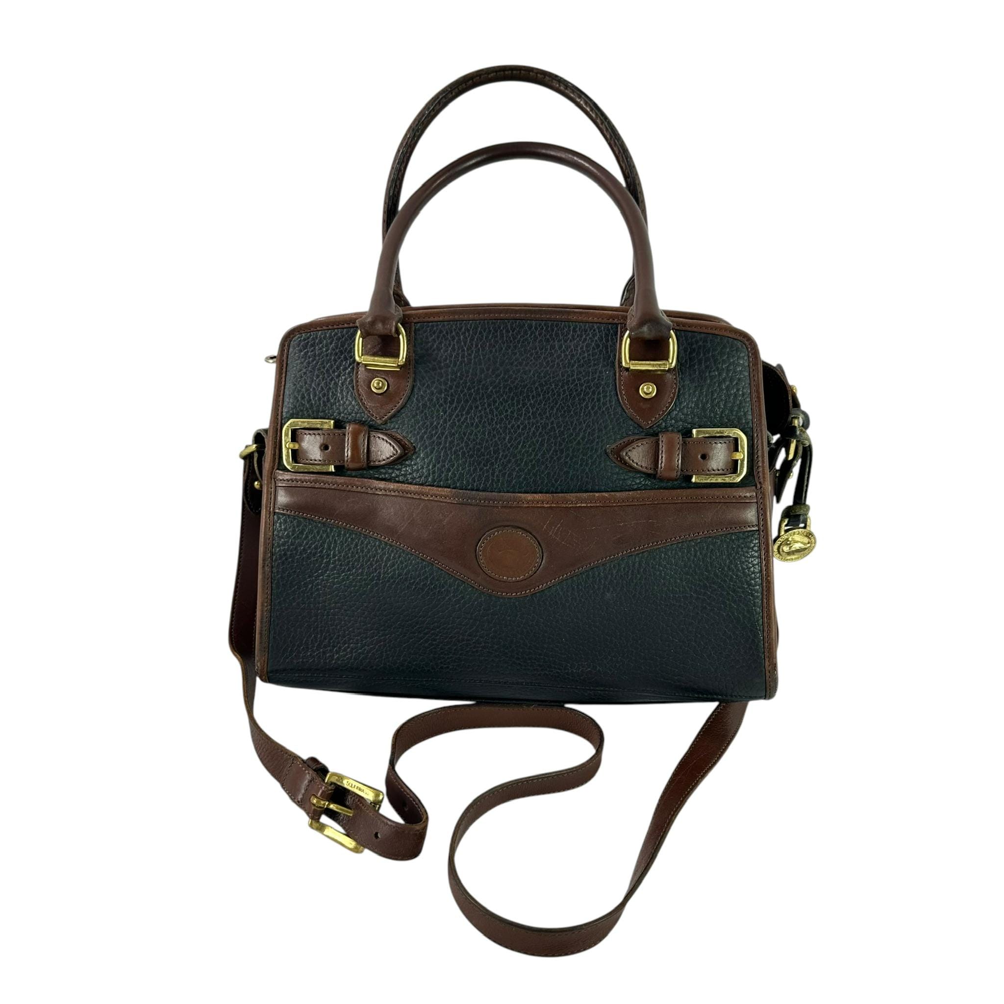 Vintage DOONEY & BOURKE Black With Tan Trim Leather Satchel  Dooney & Bourke Vintage D15313 Black ad Tan Leather Trim main image 0