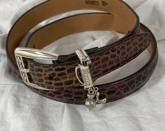 Vintage Brighton tan leather belt with golf motif size 34 Large USA Vintage Brighton tan leather belt with golf motif size 34  main image 4