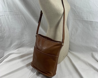 Vintage 80s COACH Bag, Tan Leather Coach Bucket Bag, Crossbody or