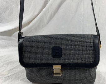 本物のヴィンテージ BALLY ネイビーブルー レザー ショルダーバッグ