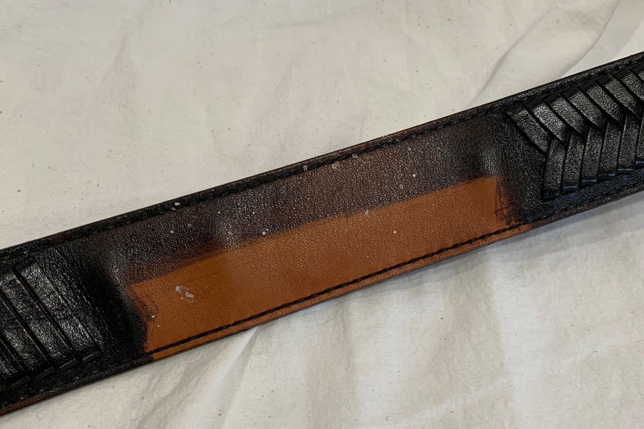 本物のヴィンテージ YSL イヴ・サンローラン ブラウン 織りレザー