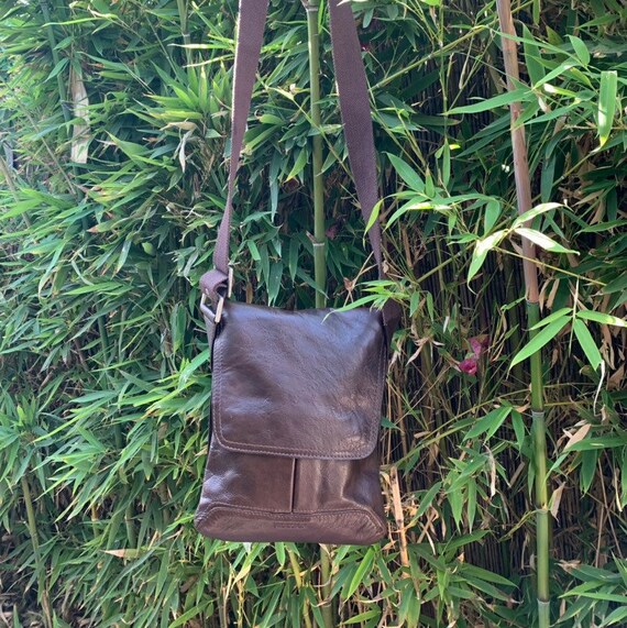 Vintage HIDESING Brown Leather Flap Crossbody Messenger Bag Etsy
