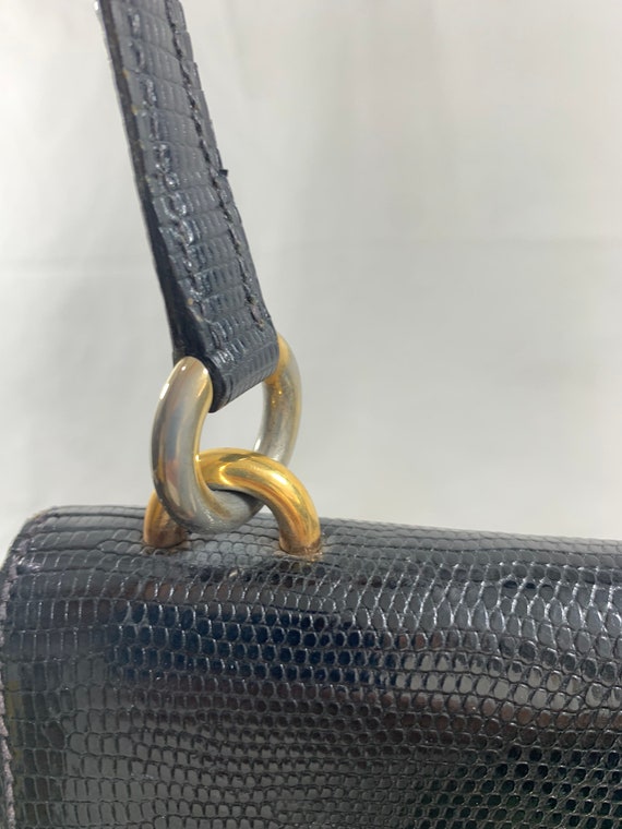 Genuine vintage black lizard handbag purse front … - image 6