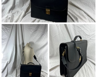 Vintage COACH Diplomat Attache Black Leather Briefcase Messenger