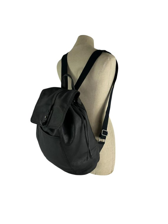 Vintage COLE HAAN Black Pebbled Drawstring Leather Front  display picture 1