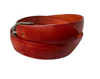 Vintage Genuine PAOLO VITALE Red Leather Casual Belt Men 38 Euro 100