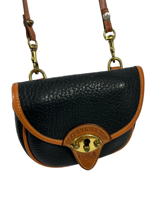 Vintage DOONEY & BOURKE Black Leather Mini Flap Bag Crossbody and