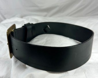 本物のBORBA MARGO幅広ブラックレザーベルト、サイドバックル付き