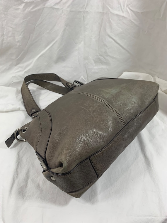 Stunning genuine vintage FOSSIL gray leather tote… - image 8