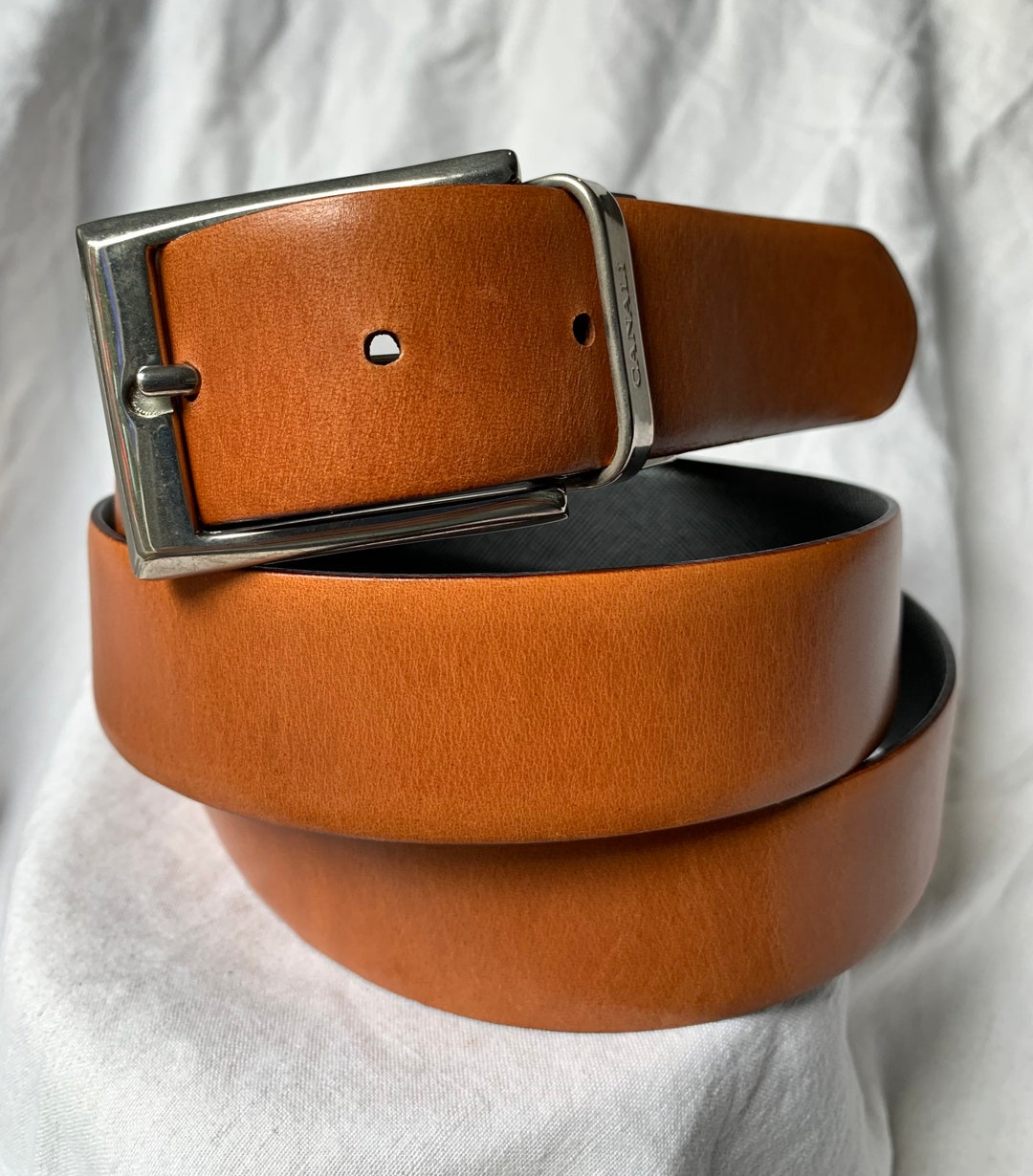 Genuine Vintage CANALI Reversible Black Tan Leather Belt XL Etsy