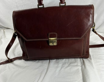 Vintage Italian floto brown leather briefcase attache messenger bag