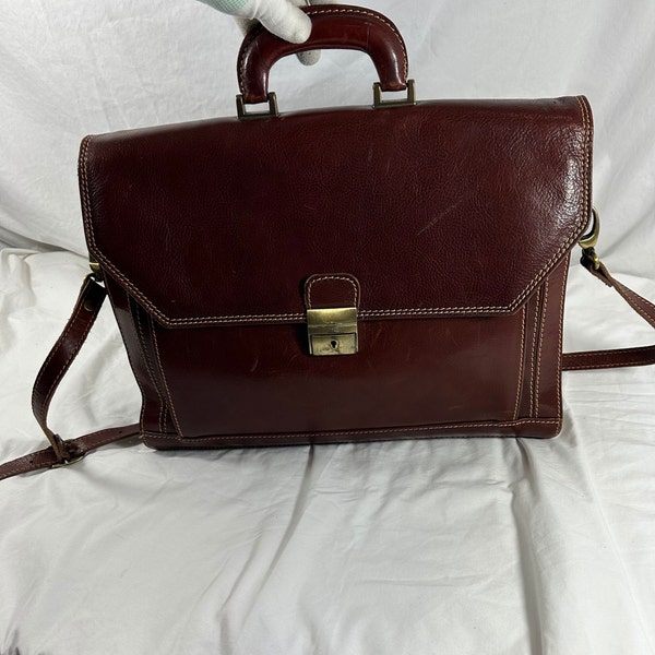 Vintage Italian floto brown leather briefcase attache messenger bag