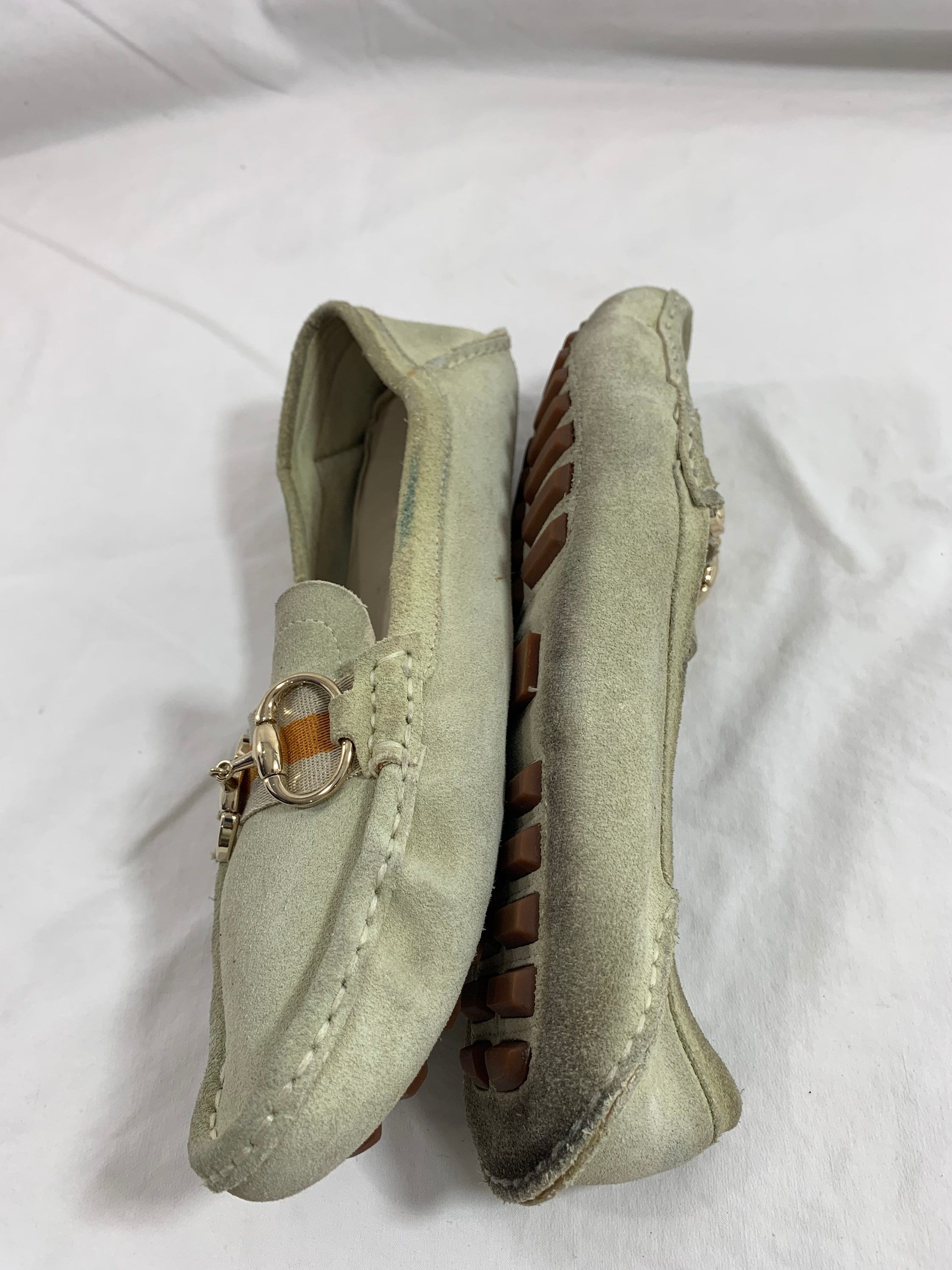 ヴィンテージ レディース GUCCI ベージュ スエード ホースビット