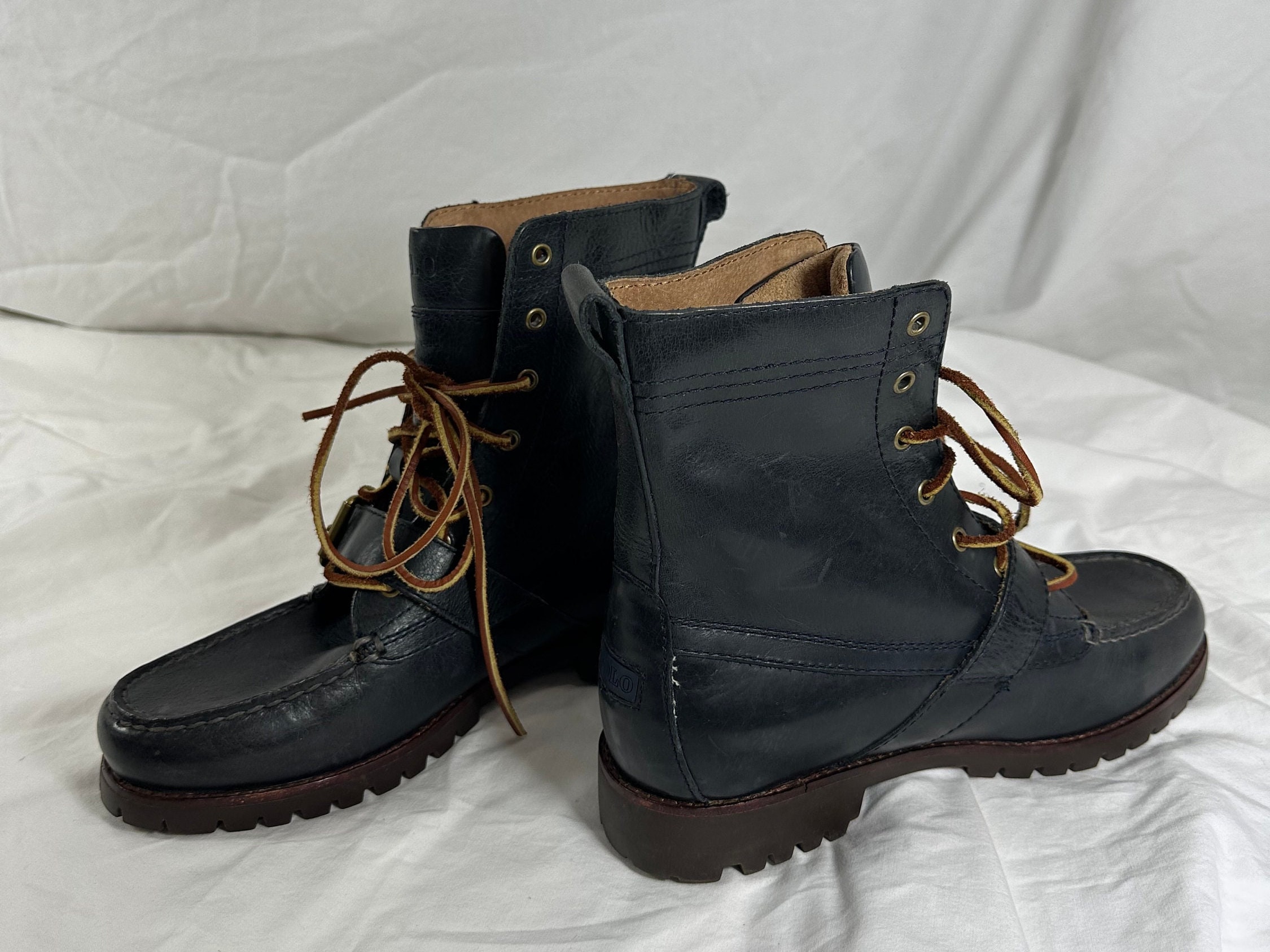 Vintage men POLO Country dark navy blue Ranger lace up buckle boots 7 Mint Vintage Polo Ralph Lauren Men main image 4