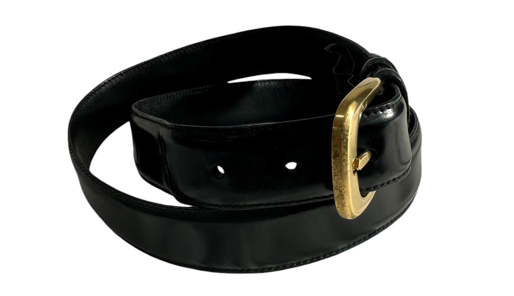 SALVATORE FERRAGAMO Black Leather Gold Gancini Women Belt  display picture 3